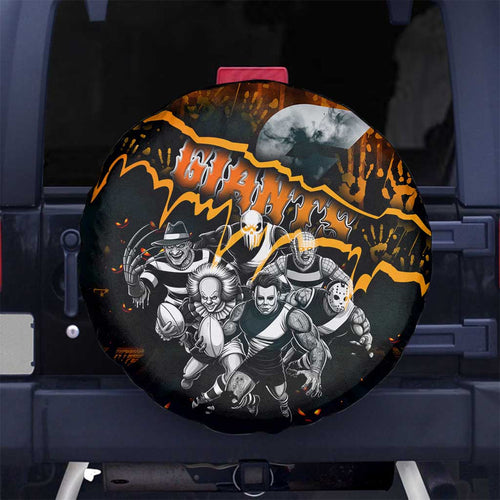 Step Into Horror Domain Giants Football Spare Tire Cover Halloween Horror Movie Characters - Aussie Hoodie