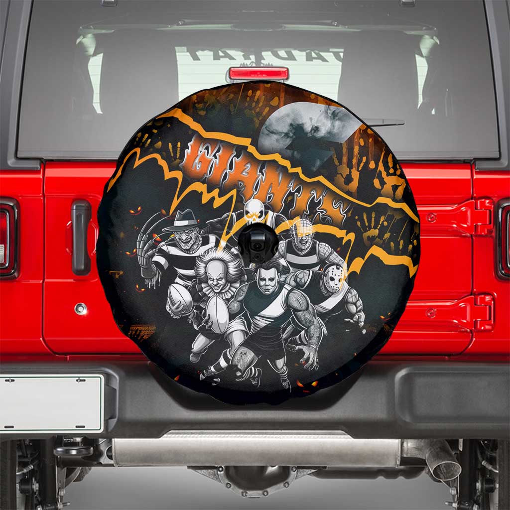Step Into Horror Domain Giants Football Spare Tire Cover Halloween Horror Movie Characters - Aussie Hoodie
