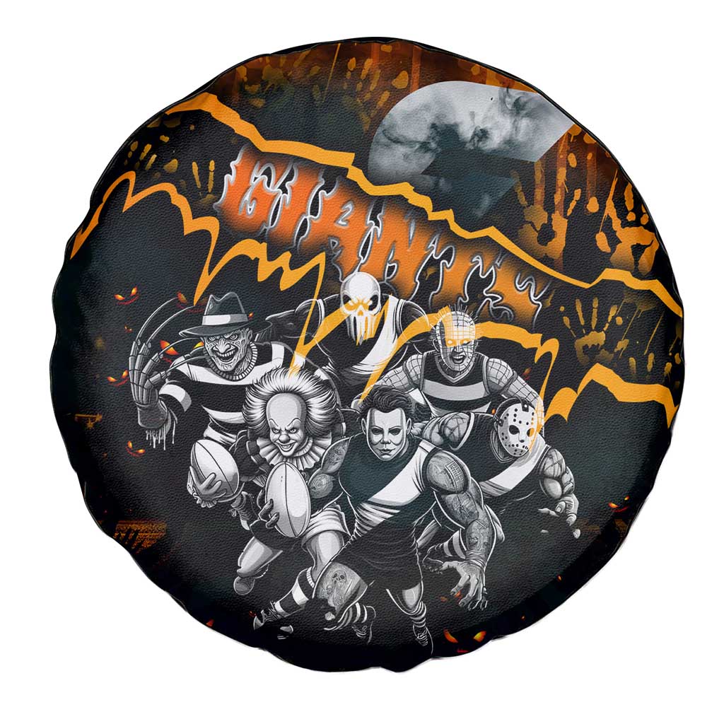 Step Into Horror Domain Giants Football Spare Tire Cover Halloween Horror Movie Characters - Aussie Hoodie