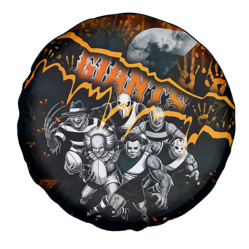 Step Into Horror Domain Giants Football Spare Tire Cover Halloween Horror Movie Characters - Aussie Hoodie