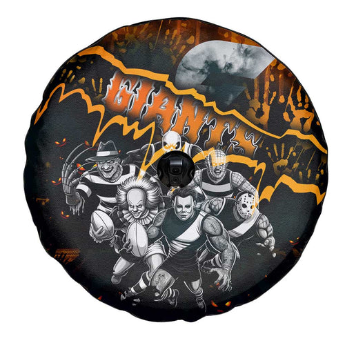 Step Into Horror Domain Giants Football Spare Tire Cover Halloween Horror Movie Characters - Aussie Hoodie