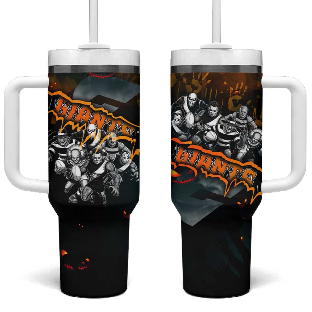 Step Into Horror Domain Giants Football Tumbler With Handle Halloween Horror Movie Characters - Aussie Hoodie