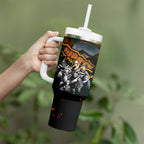Step Into Horror Domain Giants Football Tumbler With Handle Halloween Horror Movie Characters - Aussie Hoodie