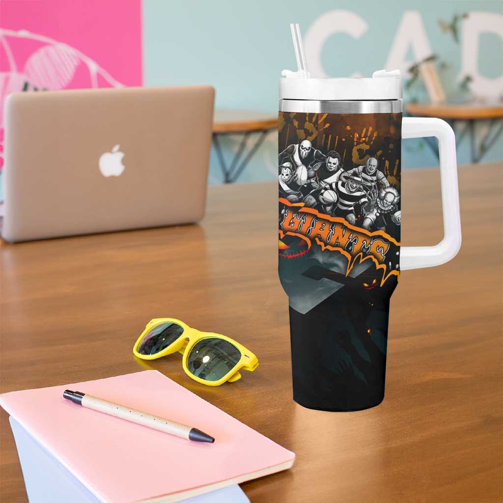 Step Into Horror Domain Giants Football Tumbler With Handle Halloween Horror Movie Characters - Aussie Hoodie