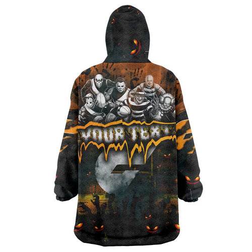 Step Into Horror Domain Giants Football Wearable Blanket Hoodie Halloween Horror Movie Characters - Aussie Hoodie