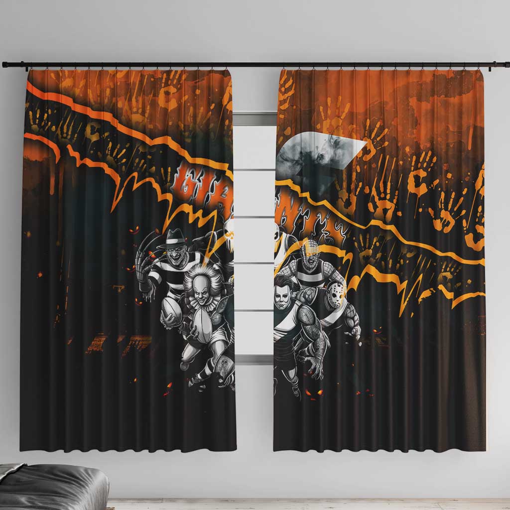 Step Into Horror Domain Giants Football Window Curtain Halloween Horror Movie Characters - Aussie Hoodie
