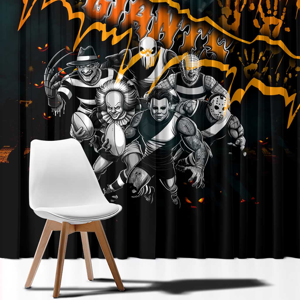 Step Into Horror Domain Giants Football Window Curtain Halloween Horror Movie Characters - Aussie Hoodie
