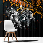 Step Into Horror Domain Giants Football Window Curtain Halloween Horror Movie Characters - Aussie Hoodie