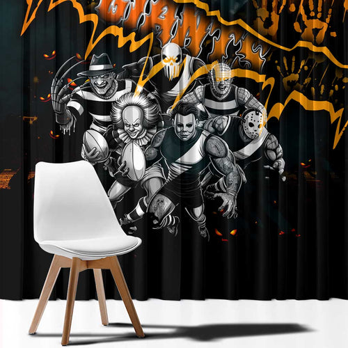 Step Into Horror Domain Giants Football Window Curtain Halloween Horror Movie Characters - Aussie Hoodie