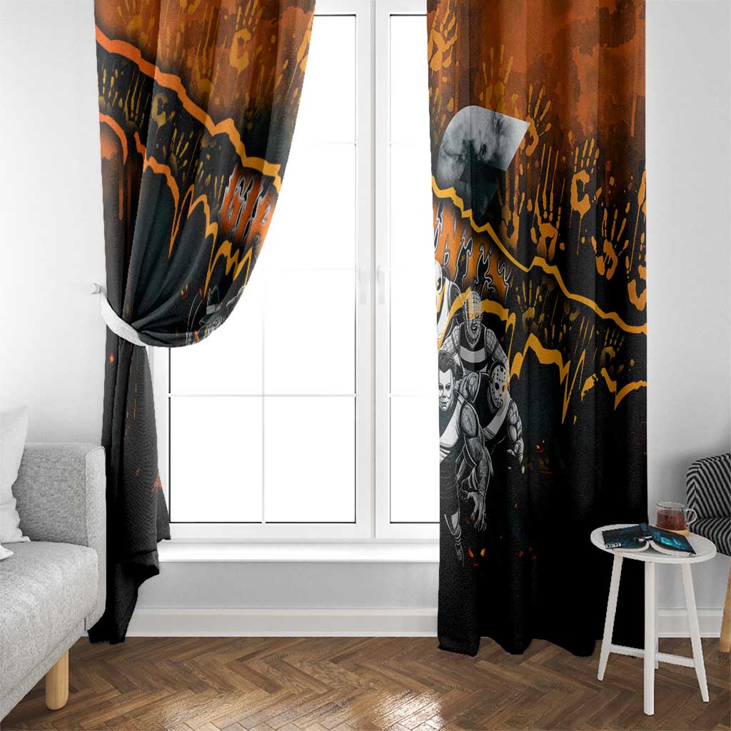 Step Into Horror Domain Giants Football Window Curtain Halloween Horror Movie Characters - Aussie Hoodie