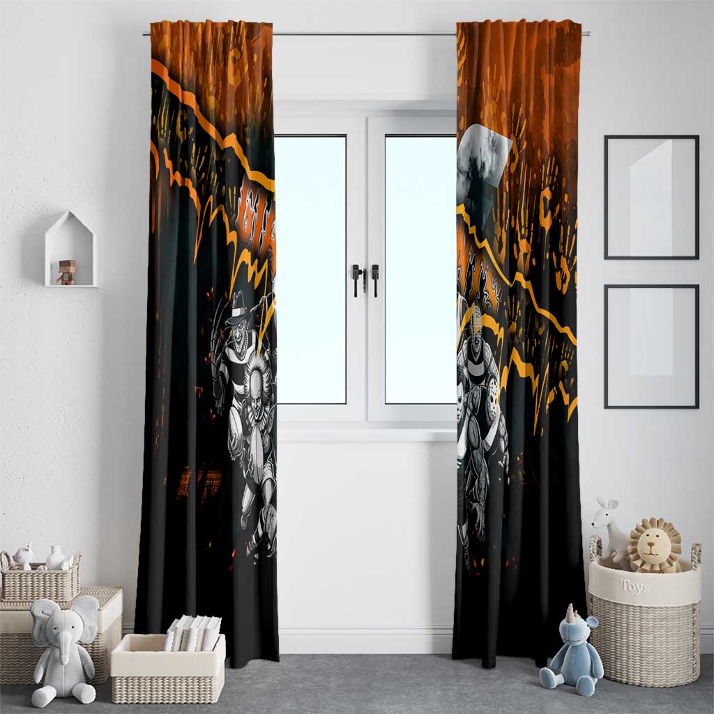 Step Into Horror Domain Giants Football Window Curtain Halloween Horror Movie Characters - Aussie Hoodie