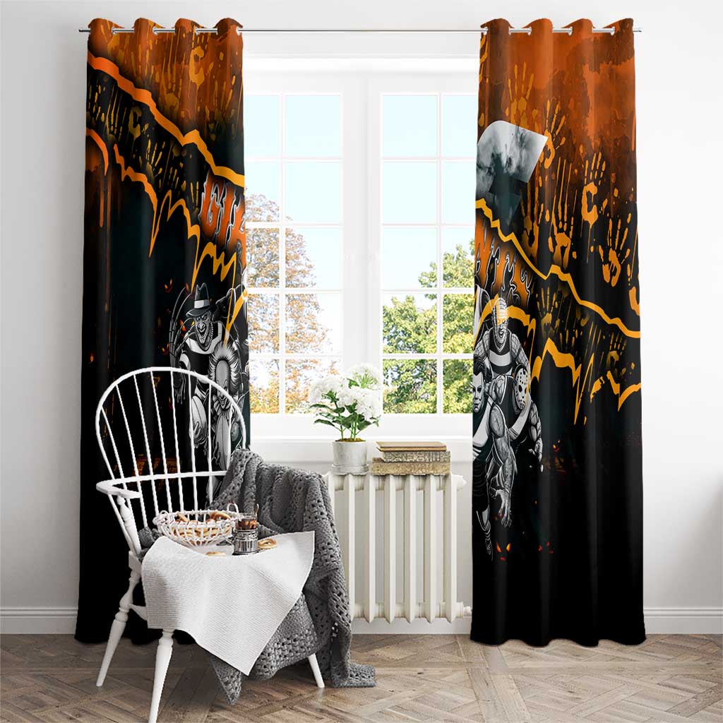 Step Into Horror Domain Giants Football Window Curtain Halloween Horror Movie Characters - Aussie Hoodie