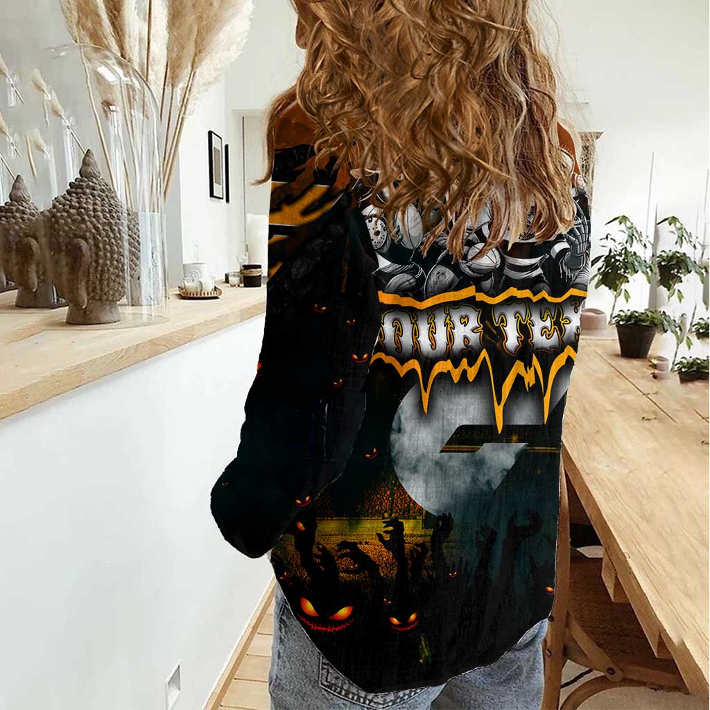 Step Into Horror Domain Giants Football Women Casual Shirt Halloween Horror Movie Characters - Aussie Hoodie
