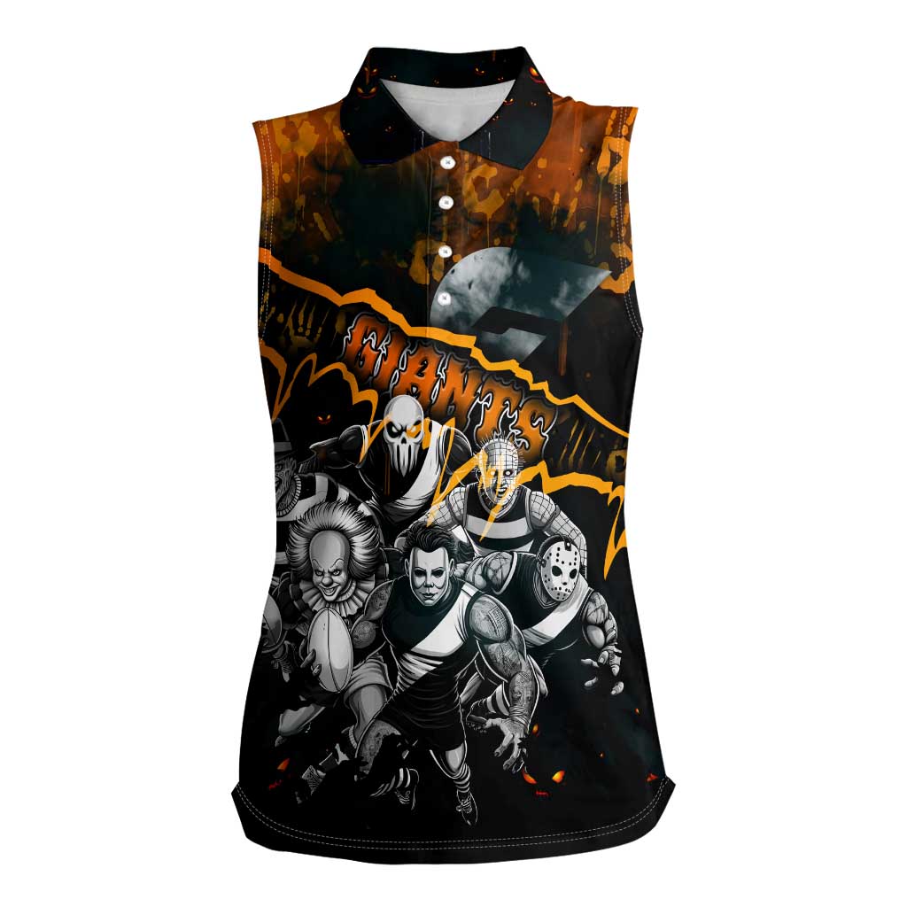 Step Into Horror Domain Giants Football Women Sleeveless Polo Shirt Halloween Horror Movie Characters - Aussie Hoodie