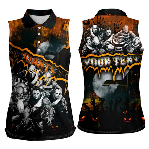 Step Into Horror Domain Giants Football Women Sleeveless Polo Shirt Halloween Horror Movie Characters - Aussie Hoodie