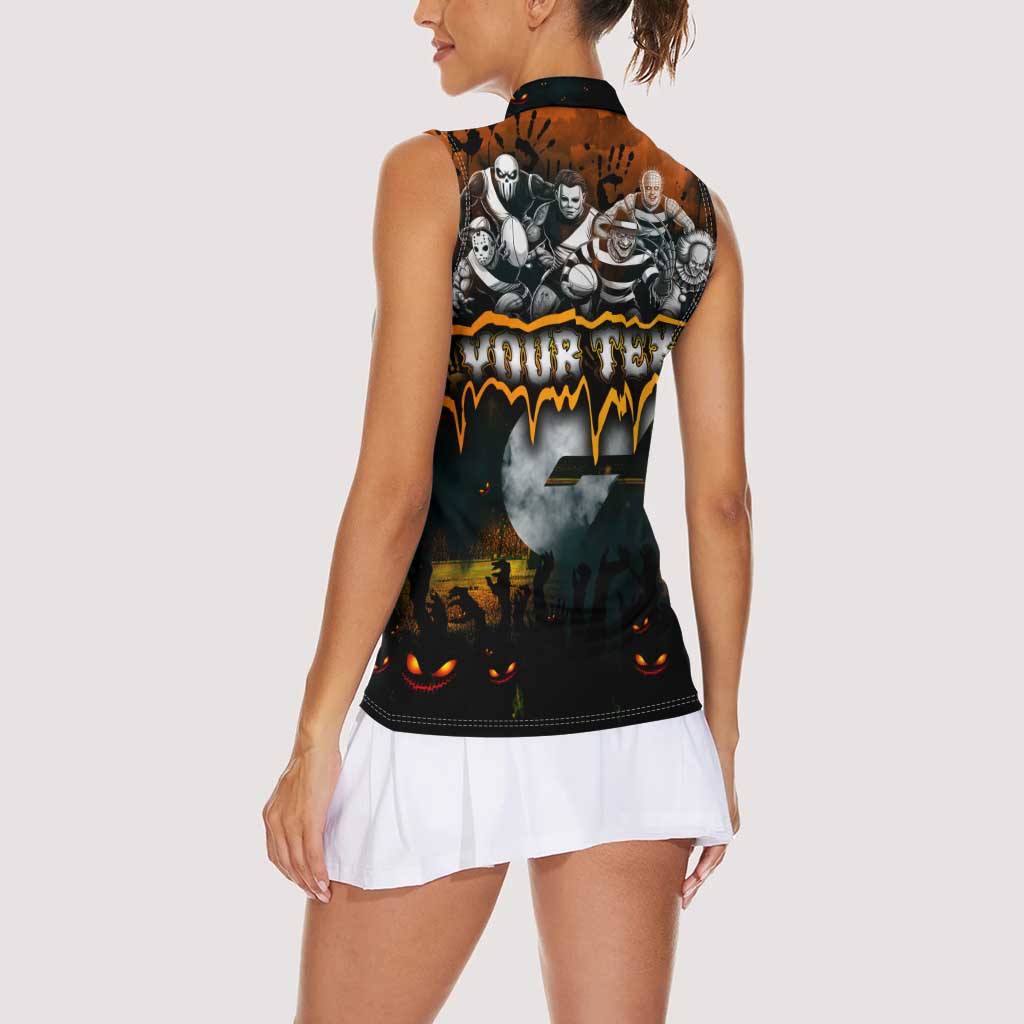 Step Into Horror Domain Giants Football Women Sleeveless Polo Shirt Halloween Horror Movie Characters - Aussie Hoodie