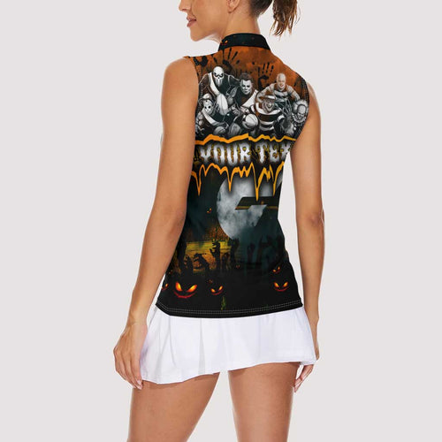 Step Into Horror Domain Giants Football Women Sleeveless Polo Shirt Halloween Horror Movie Characters - Aussie Hoodie