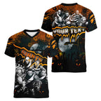 Step Into Horror Domain Giants Football Women V-Neck T-Shirt Halloween Horror Movie Characters - Aussie Hoodie