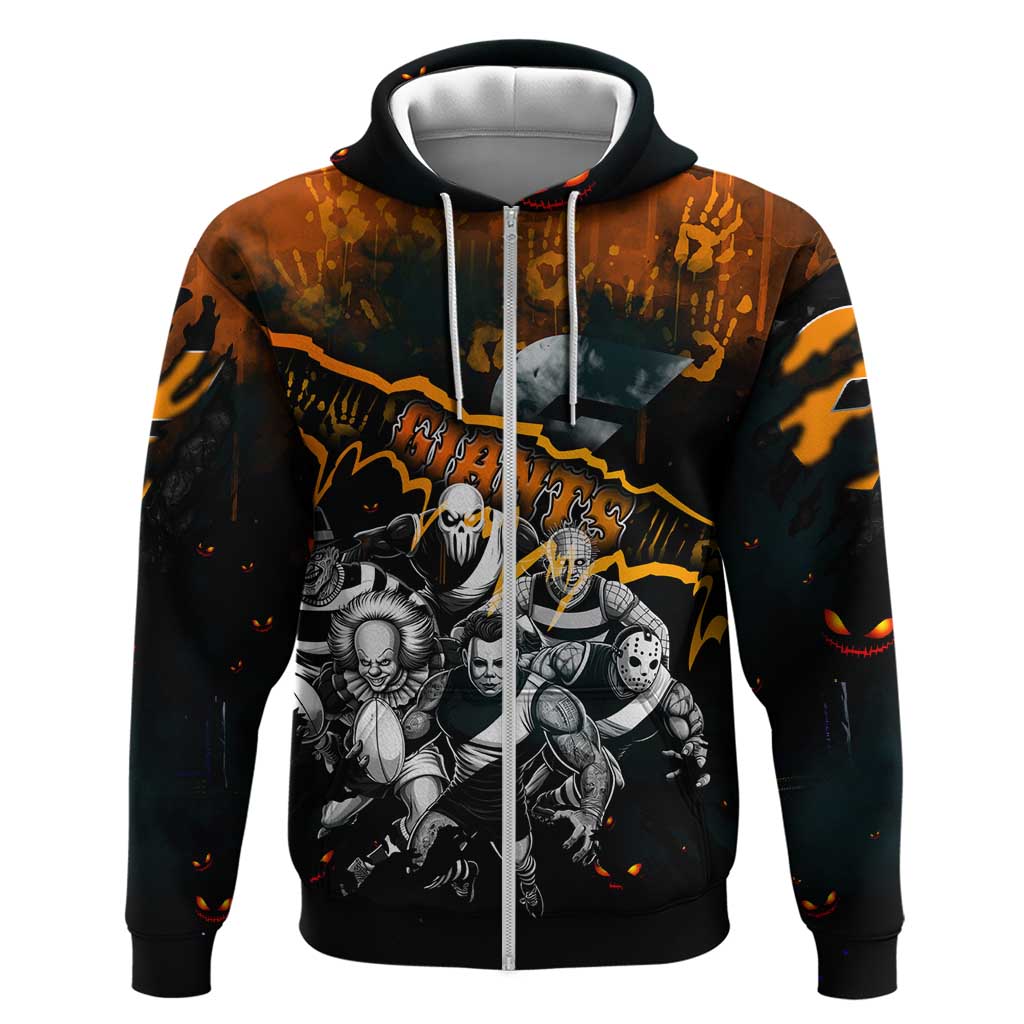 Step Into Horror Domain Giants Football Zip Hoodie Halloween Horror Movie Characters - Aussie Hoodie