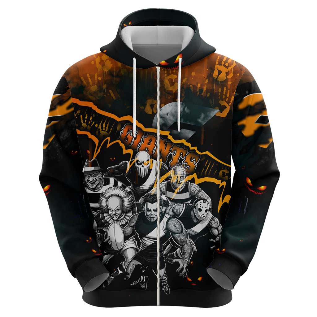 Step Into Horror Domain Giants Football Zip Hoodie Halloween Horror Movie Characters - Aussie Hoodie