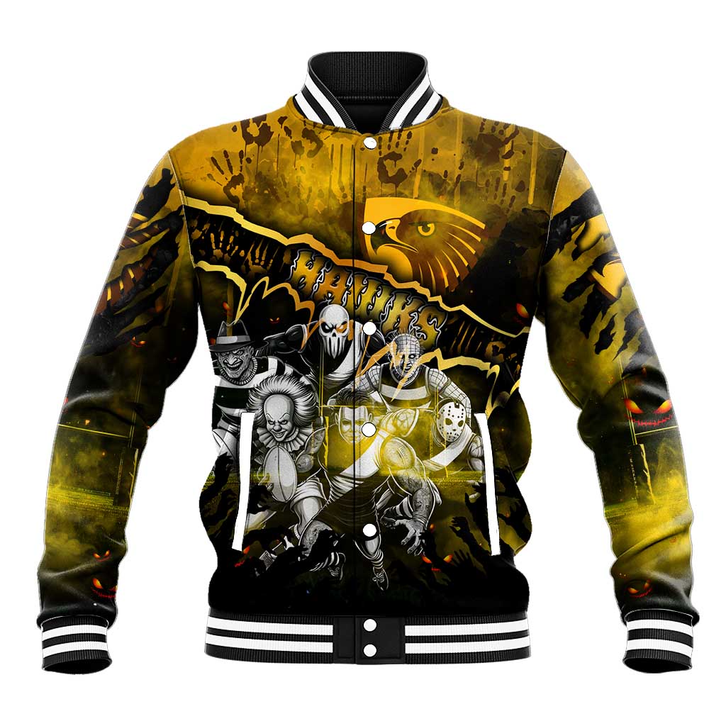 Step Into Horror Domain Hawks Football Baseball Jacket Halloween Horror Movie Characters - Aussie Hoodie