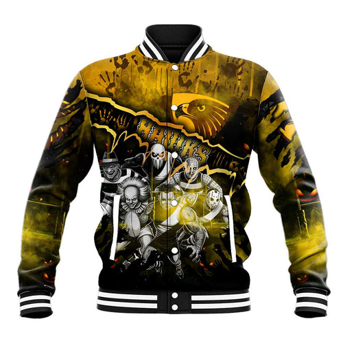 Step Into Horror Domain Hawks Football Baseball Jacket Halloween Horror Movie Characters - Aussie Hoodie