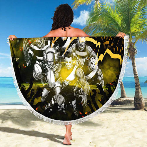 Step Into Horror Domain Hawks Football Beach Blanket Halloween Horror Movie Characters - Aussie Hoodie