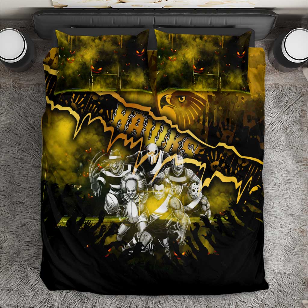 Step Into Horror Domain Hawks Football Bedding Set Halloween Horror Movie Characters - Aussie Hoodie