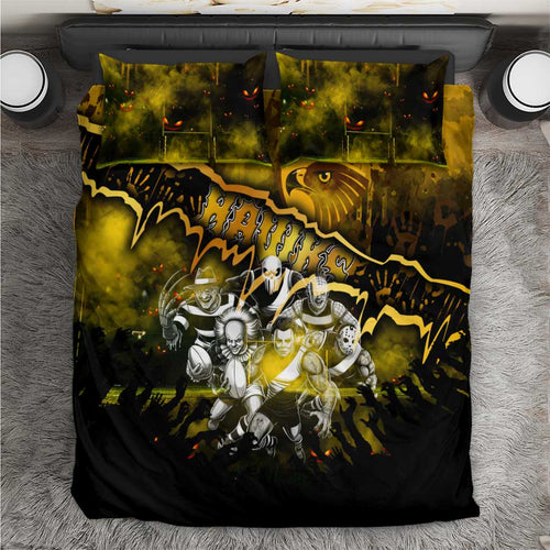 Step Into Horror Domain Hawks Football Bedding Set Halloween Horror Movie Characters - Aussie Hoodie