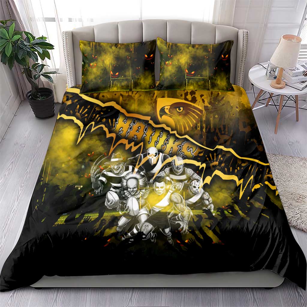 Step Into Horror Domain Hawks Football Bedding Set Halloween Horror Movie Characters - Aussie Hoodie