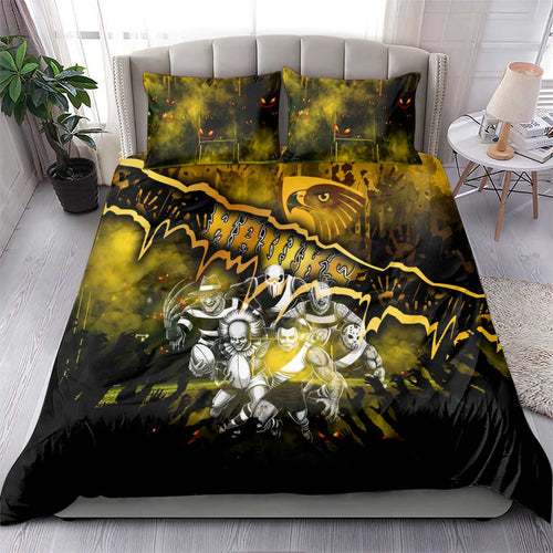 Step Into Horror Domain Hawks Football Bedding Set Halloween Horror Movie Characters - Aussie Hoodie