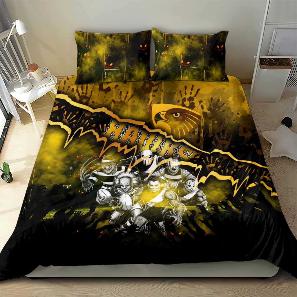 Step Into Horror Domain Hawks Football Bedding Set Halloween Horror Movie Characters - Aussie Hoodie