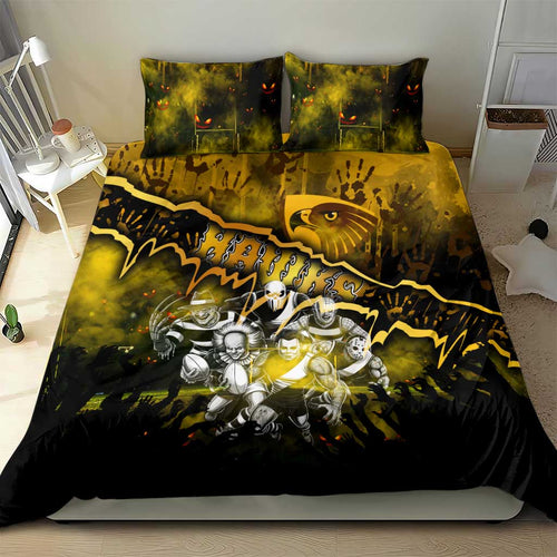 Step Into Horror Domain Hawks Football Bedding Set Halloween Horror Movie Characters - Aussie Hoodie
