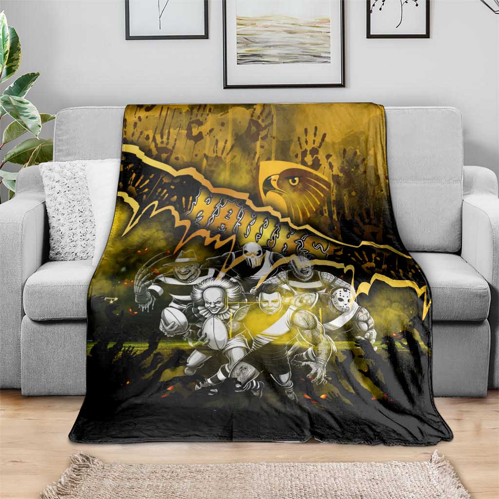 Step Into Horror Domain Hawks Football Blanket Halloween Horror Movie Characters - Aussie Hoodie