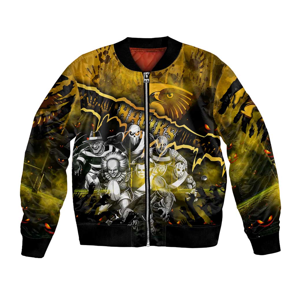 Step Into Horror Domain Hawks Football Bomber Jacket Halloween Horror Movie Characters - Aussie Hoodie