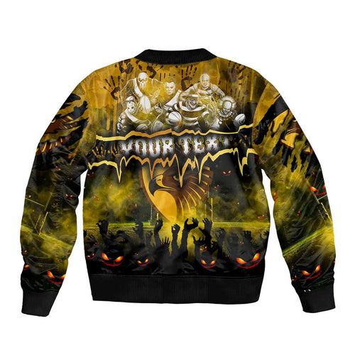 Step Into Horror Domain Hawks Football Bomber Jacket Halloween Horror Movie Characters - Aussie Hoodie