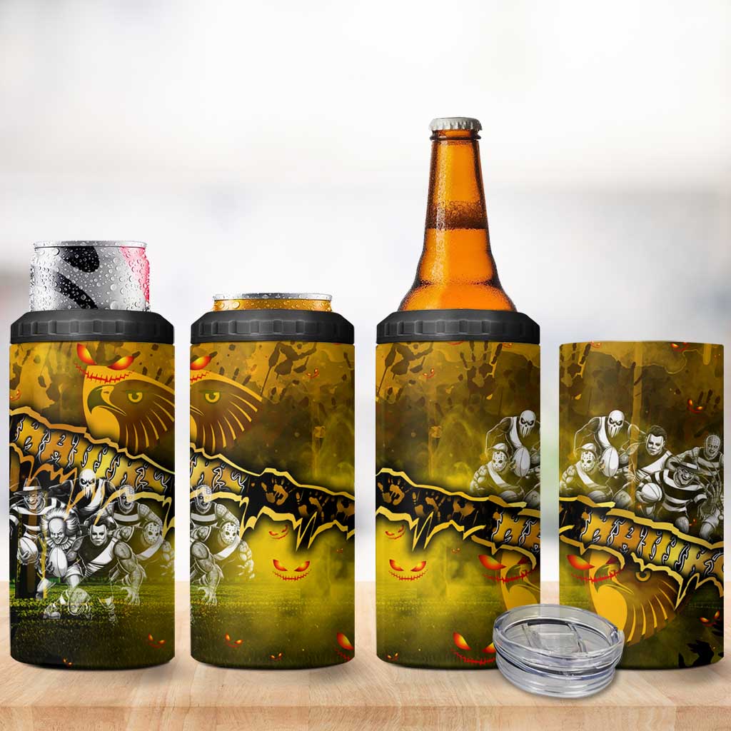 Step Into Horror Domain Hawks Football 4 in 1 Can Cooler Tumbler Halloween Horror Movie Characters - Aussie Hoodie