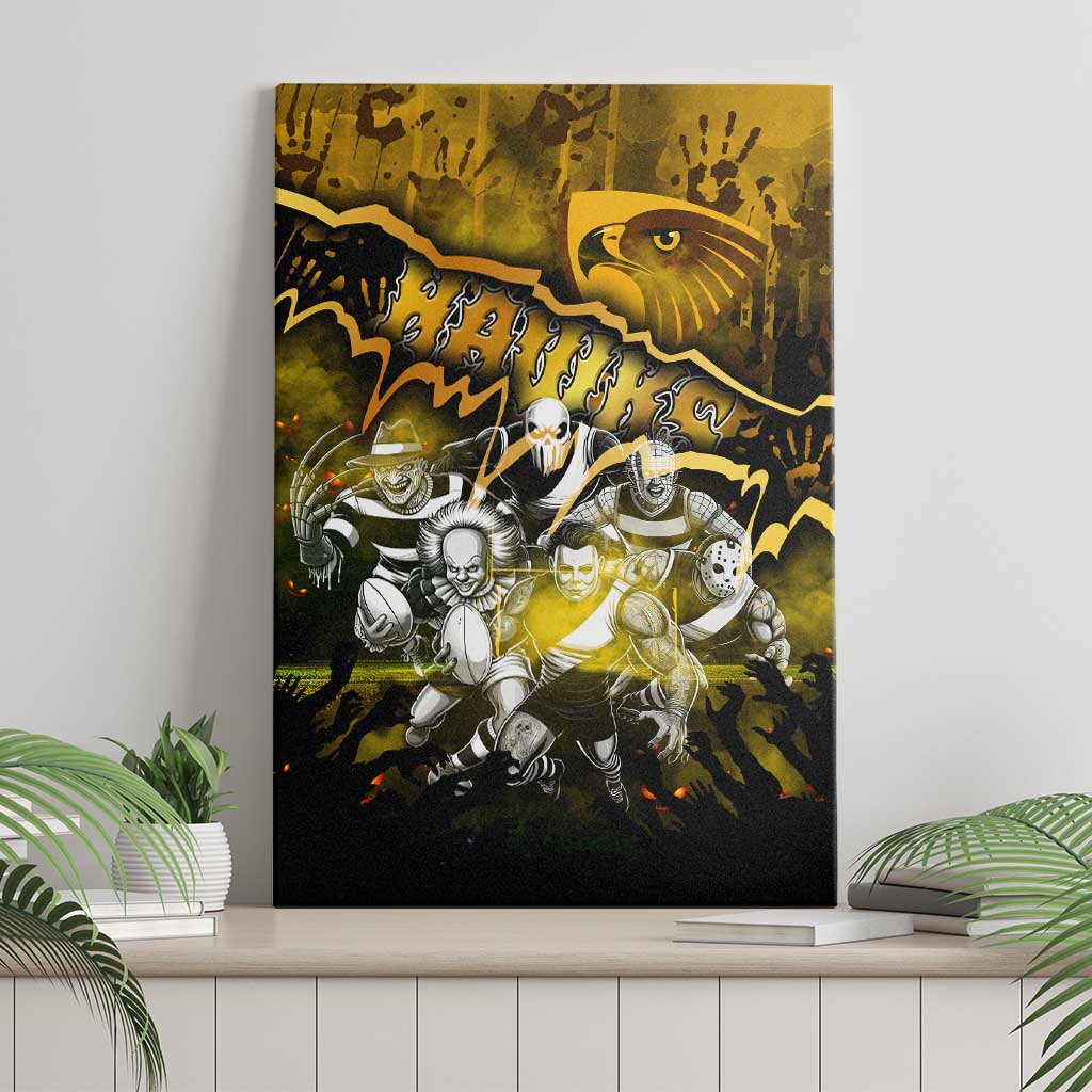 Step Into Horror Domain Hawks Football Canvas Wall Art Halloween Horror Movie Characters - Aussie Hoodie