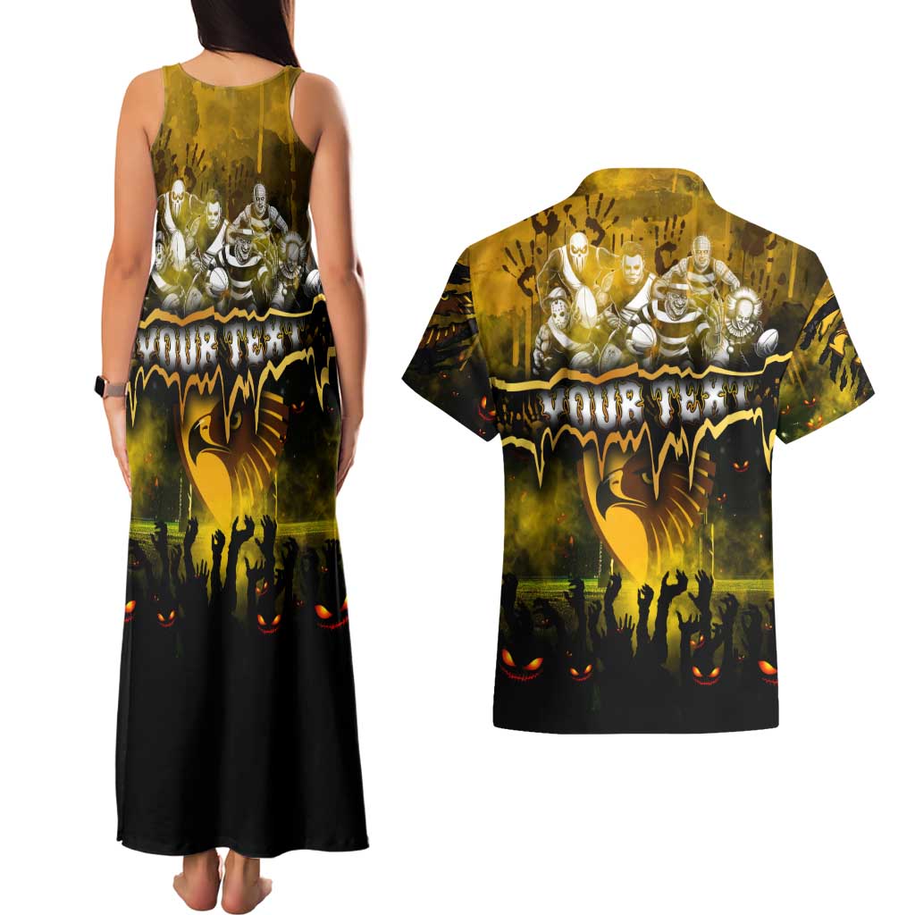 Step Into Horror Domain Hawks Football Couples Matching Tank Maxi Dress and Hawaiian Shirt Halloween Horror Movie Characters - Aussie Hoodie