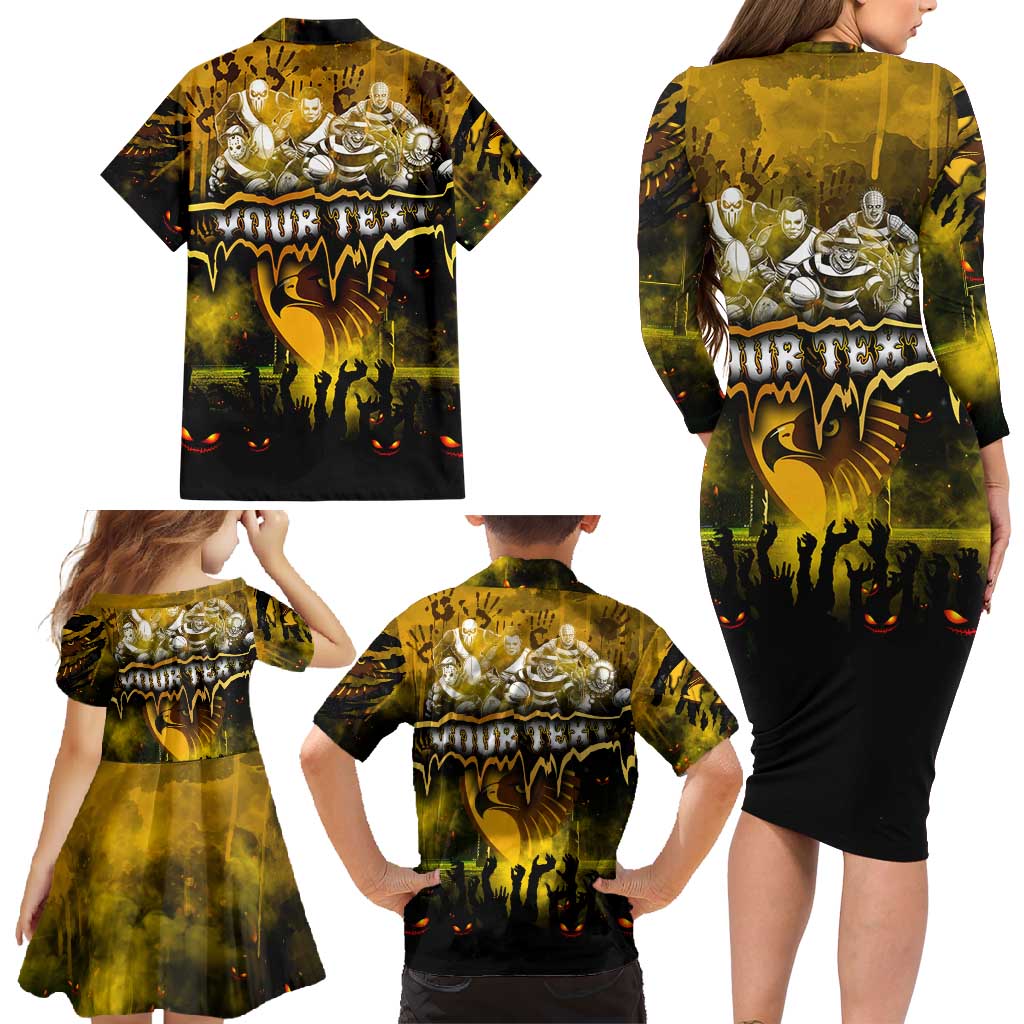 Step Into Horror Domain Hawks Football Family Matching Long Sleeve Bodycon Dress and Hawaiian Shirt Halloween Horror Movie Characters - Aussie Hoodie