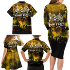 Step Into Horror Domain Hawks Football Family Matching Long Sleeve Bodycon Dress and Hawaiian Shirt Halloween Horror Movie Characters - Aussie Hoodie