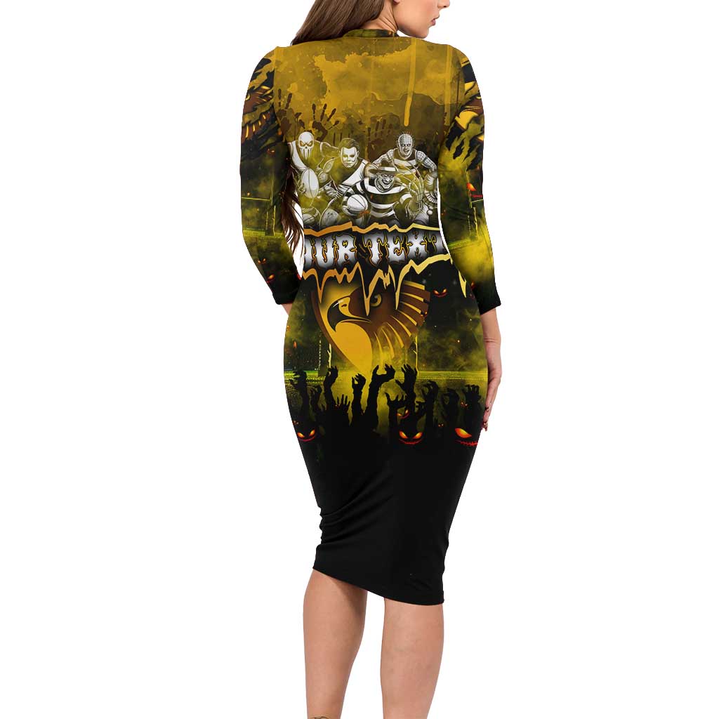 Step Into Horror Domain Hawks Football Family Matching Long Sleeve Bodycon Dress and Hawaiian Shirt Halloween Horror Movie Characters - Aussie Hoodie