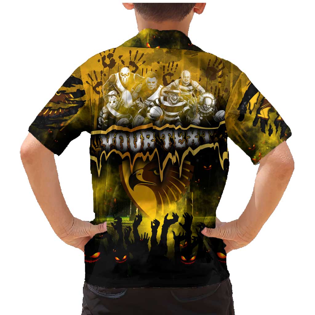 Step Into Horror Domain Hawks Football Family Matching Mermaid Dress and Hawaiian Shirt Halloween Horror Movie Characters - Aussie Hoodie