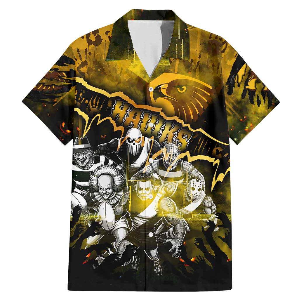 Step Into Horror Domain Hawks Football Family Matching Mermaid Dress and Hawaiian Shirt Halloween Horror Movie Characters - Aussie Hoodie