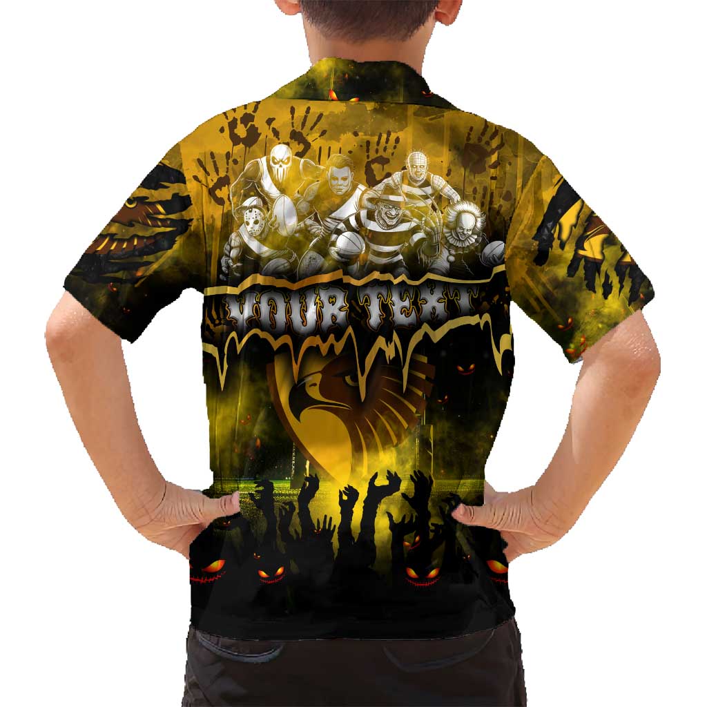 Step Into Horror Domain Hawks Football Family Matching Off Shoulder Maxi Dress and Hawaiian Shirt Halloween Horror Movie Characters - Aussie Hoodie