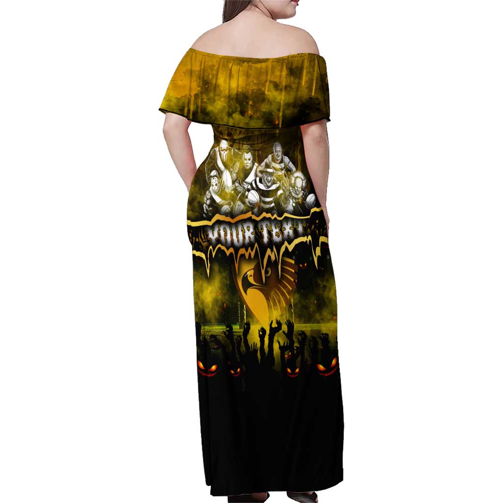 Step Into Horror Domain Hawks Football Family Matching Off Shoulder Maxi Dress and Hawaiian Shirt Halloween Horror Movie Characters - Aussie Hoodie