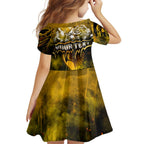 Step Into Horror Domain Hawks Football Family Matching Off Shoulder Short Dress and Hawaiian Shirt Halloween Horror Movie Characters - Aussie Hoodie