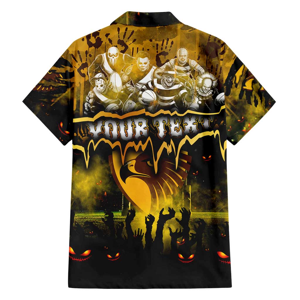 Step Into Horror Domain Hawks Football Family Matching Off Shoulder Short Dress and Hawaiian Shirt Halloween Horror Movie Characters - Aussie Hoodie