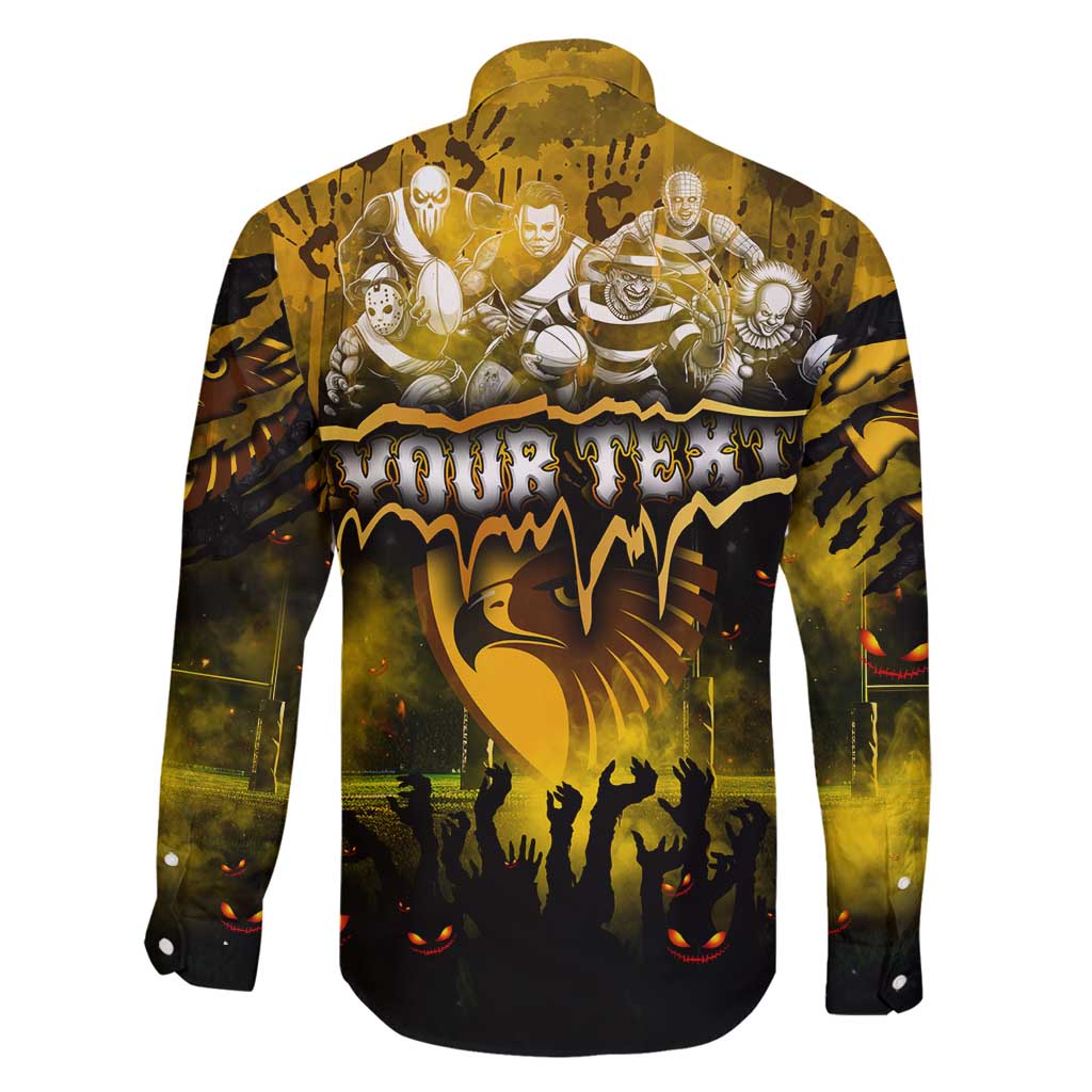 Step Into Horror Domain Hawks Football Family Matching Off Shoulder Short Dress and Hawaiian Shirt Halloween Horror Movie Characters - Aussie Hoodie