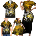 Step Into Horror Domain Hawks Football Family Matching Short Sleeve Bodycon Dress and Hawaiian Shirt Halloween Horror Movie Characters - Aussie Hoodie